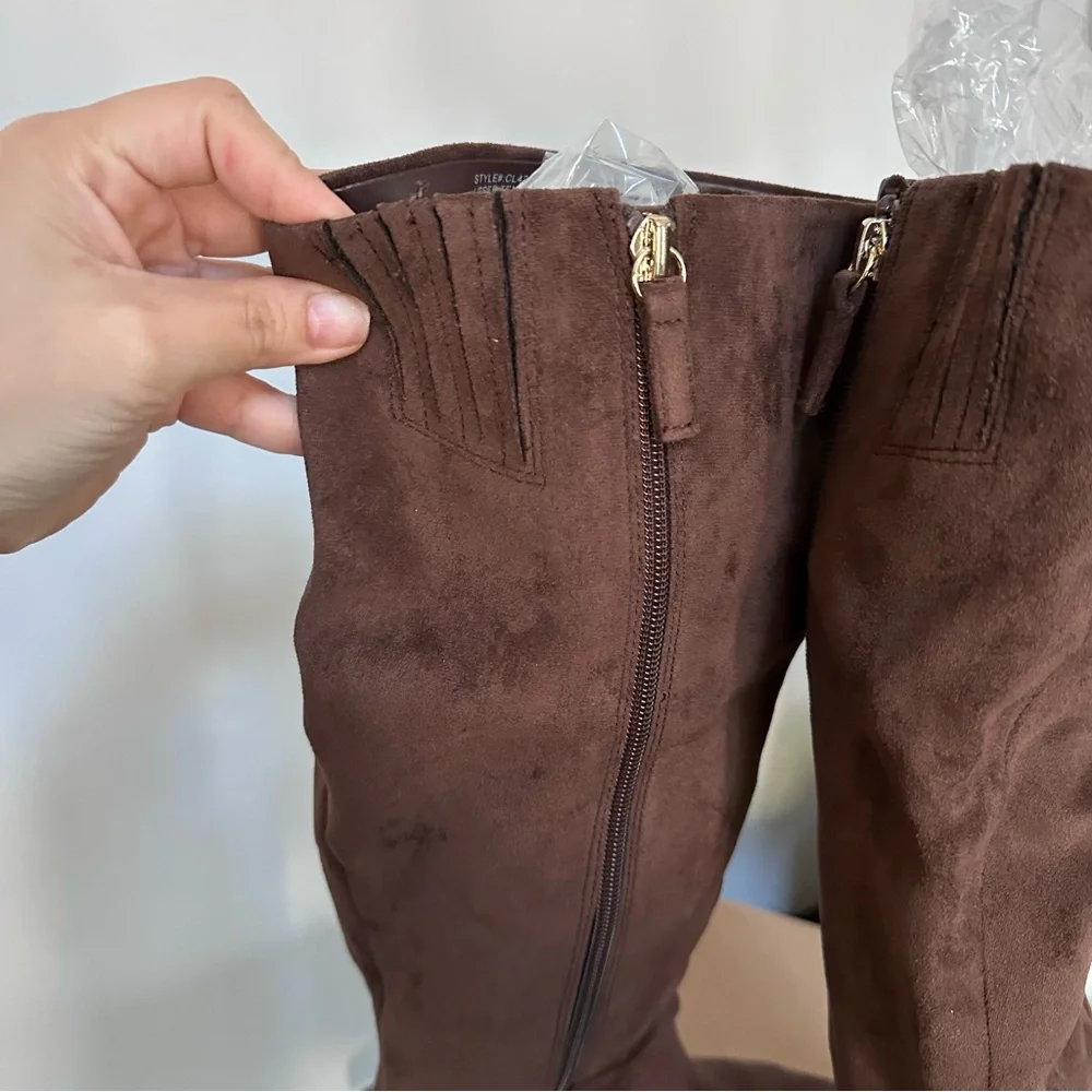 NIB J crew brown suede knee high boots Dark Walnut color‎